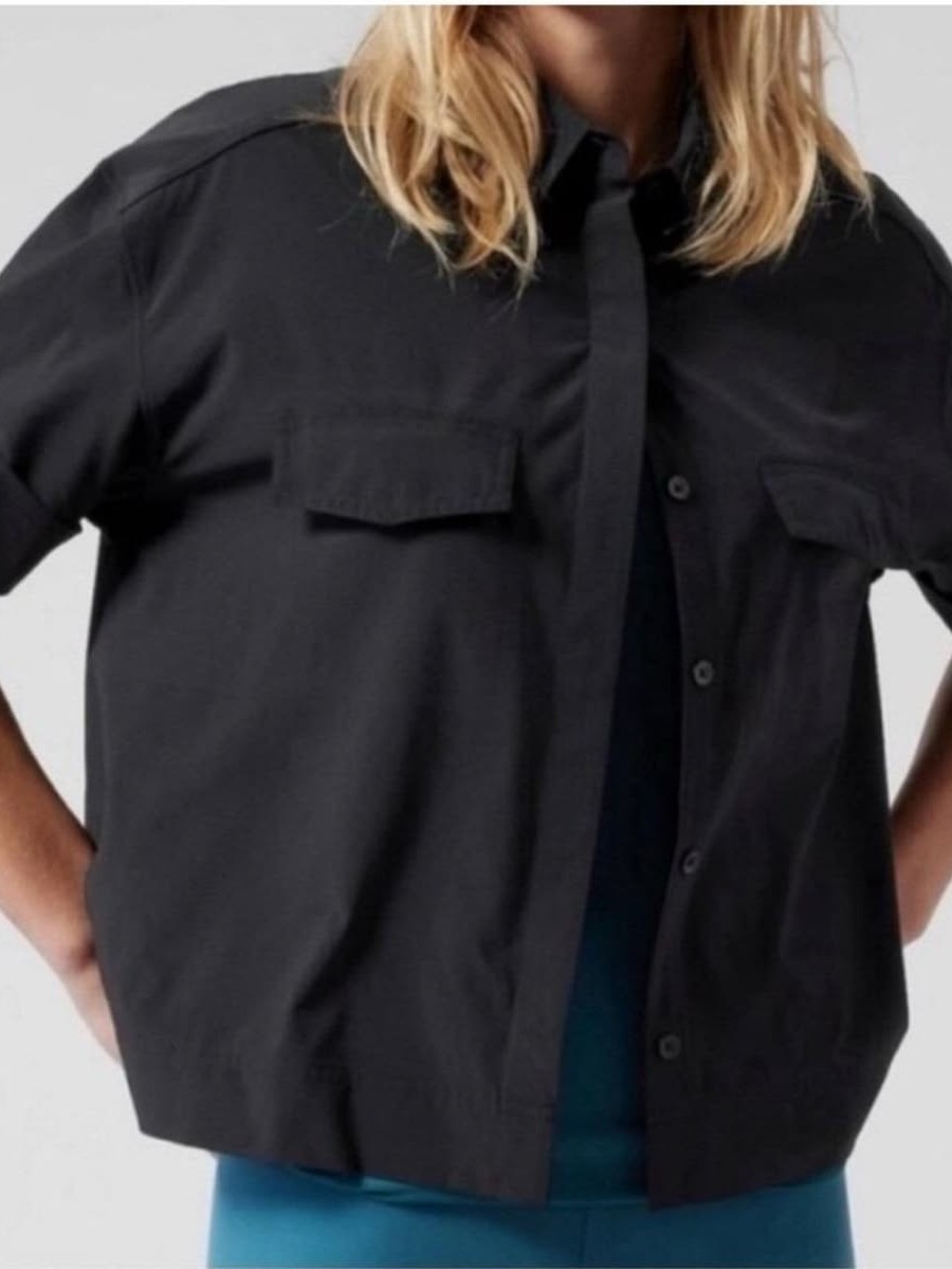 Athleta Black Button Down Small